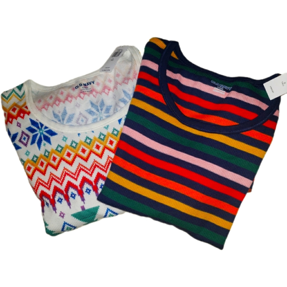 Rainbow long sleeve thermal top 2 pack! NWT bright & cheerful - NWT